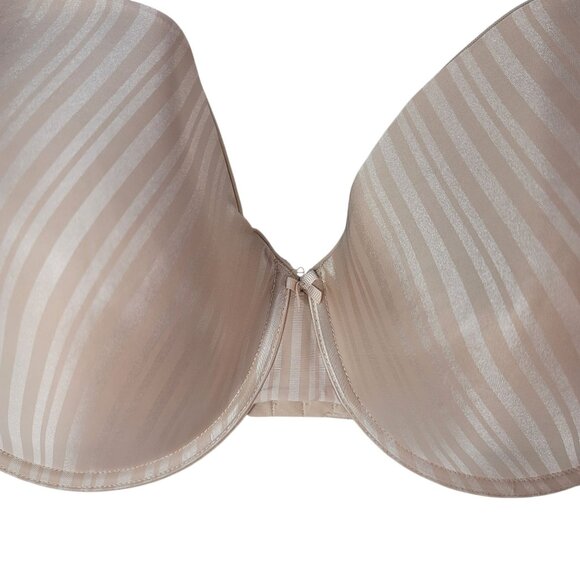 Parfait Full Coverage Underwire T Shirt Bra Tan 44DD Light Pad Adj Striped Aline - Picture 3 of 10